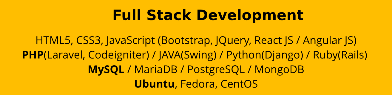 Full Stack development